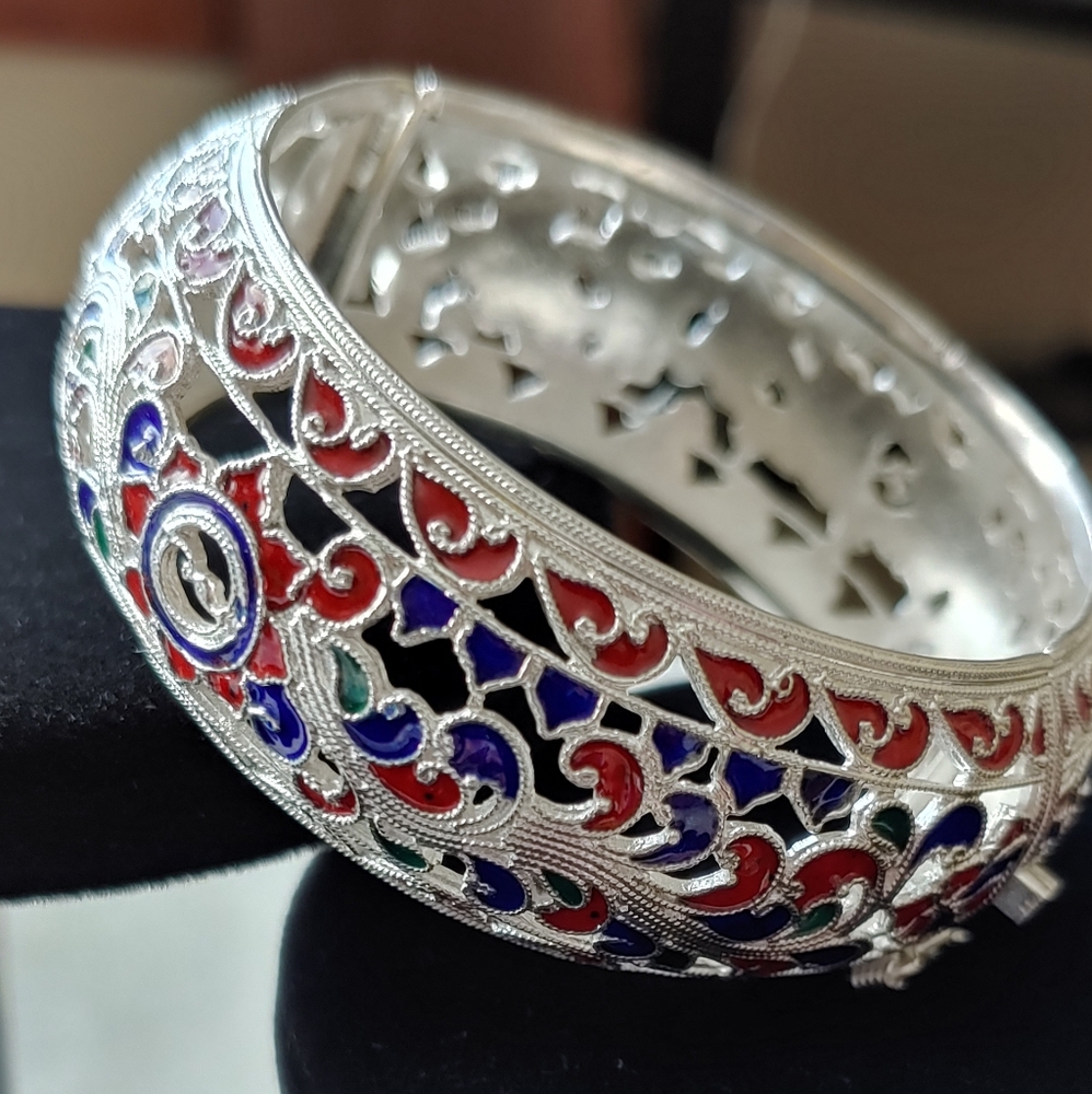 Colorful Silver Bangle